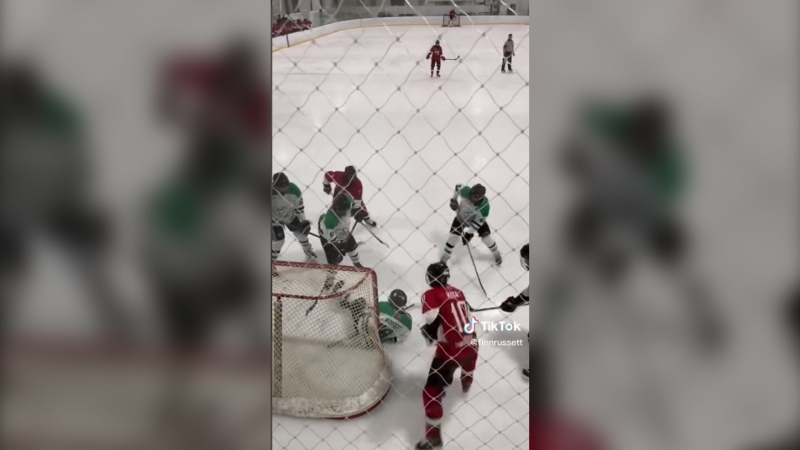 A Windsor hockey player posted the video of the U18 game on TikTok on Tuesday, an. 31, 2023. (Finn Russett/CTV News Windsor)