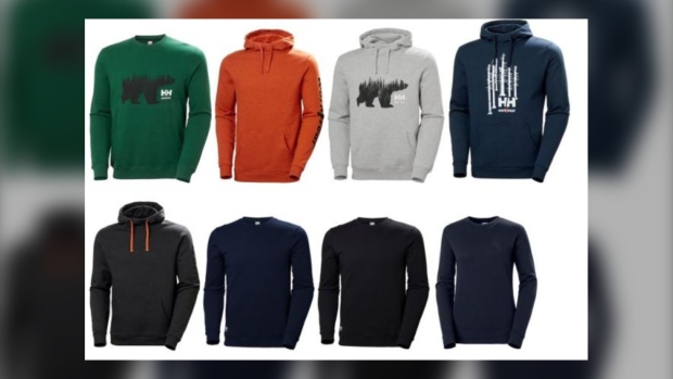 Helly Hansen sweaters and hoodies have been recalled in Canada. (Handout)