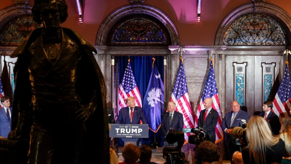 Donald Trump speaks at a campaign event