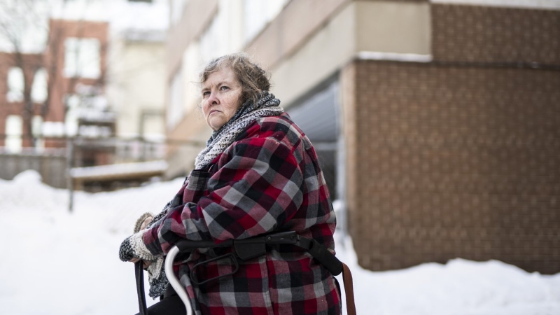 Terrie Meehan, a former activist and a person with disability who is currently on ODSP, is shown in Ottawa, on Tuesday, Jan. 31, 2023. Terrie Meehan will sometimes go days eating just one meal a day to stretch her food supply. (Justin Tang/THE CANADIAN PRESS)