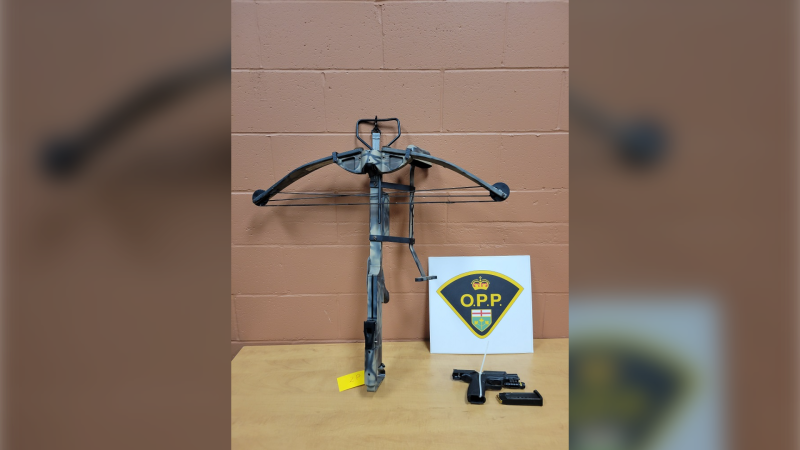 Police seized cocaine, a firearm, and crossbow from a home on 3rd Concession Road in Essex, Ont. (Courtesy: Essex County OPP) 