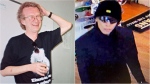 Michael Finlay, pictured on the left, died following a random assault in Toronto. The photo on the right, released by police on Feb. 1, is an updated image of the suspect. (CBC and Toronto police)