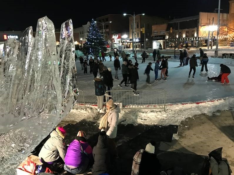 Skaters at Waterloo Public Square on Feb. 1 for Skate Night, Date Night. (Dan Lauckner/CTV Kitchener)