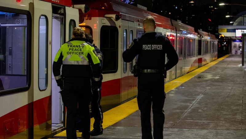 Calgary police and Calgary Transit security responded to a stabbing on the Centre Street LRT platform Wednesday night. (Supplied/Brian Visser)