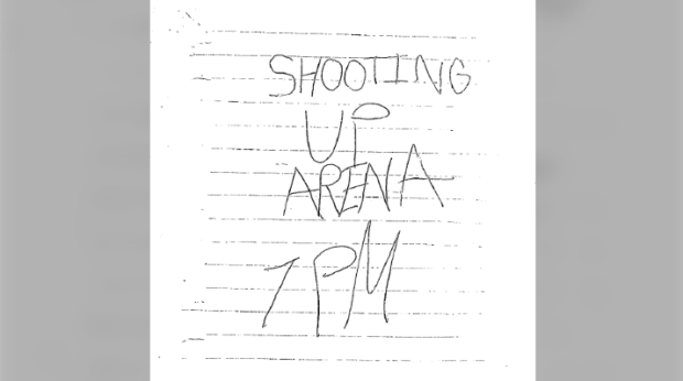Threatening note found at Attawapiskat arena during hockey tournament said 'shooting up arena 7 p.m.' (Nishnawbe Aski Police Service)