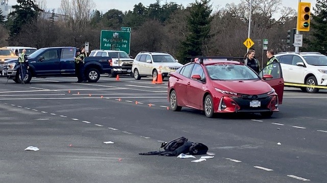 Saanich police say the driver of the vehicle involved remained at the scene and co-operated with investigators. (CTV News)