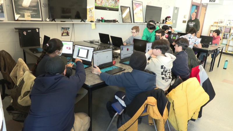 Sisler High School hosted nearly 100 middle school students from around the city, with its CREATE post-high school or Grade 12 students mentoring them through the process of developing a short film or basic video game.