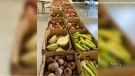 The fruits and vegetables in the baskets are grown by local farmers from the valley. Anything not sold is then given to Square Roots who distributes the produce to seniors in Halifax.