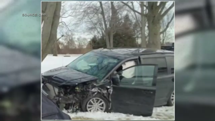 The result of a two-vehicle collision in Norfolk County, south of Brantford on Feb. 2. (OPP)