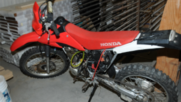 This seized Honda dirt bike was part of an OPP online fraud investigation. Feb. 3, 2023. (Source: OPP)