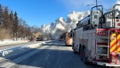 A major fire broke out the morning of Feb. 3, 2023 in Montreal's east end Longue Pointe neighbourhood. The building was evacuated and two police officers suffered smoke inhalation. (Olivia O'Malley/CTV News)