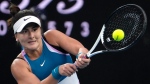 Bianca Andreescu plays at the Australian Open tennis championship in Melbourne, on Jan. 18, 2023. (Ng Han Guan / AP) 