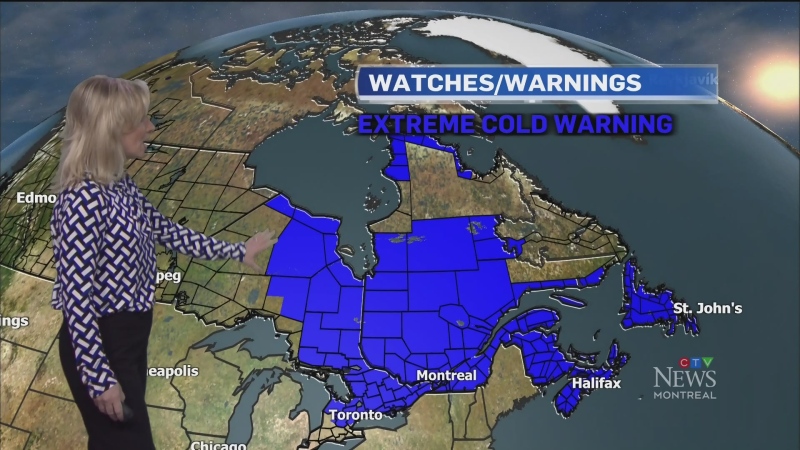 Extreme cold warnings are in effect across Quebec.