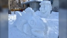 Bron Nurkowski had built a giant snow sculpture in his front yard for the 3rd year in a row. (Gareth Dillistone / CTV News)