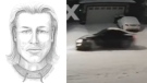 Police have released a sketch of a car thief, as well as a photo of the car he was driving. (Credit: Edmonton Police Service)