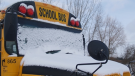 Snow covered school bus.