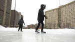 Skating lessons for new Canadians living in Winnipeg run every Friday in Central Park (CTV News Photo Scott Andersson)