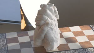 Plaster cast hand moulds are available for families looking for a special keepsake at Innishouse House. (CTV News/Karris Mapp)