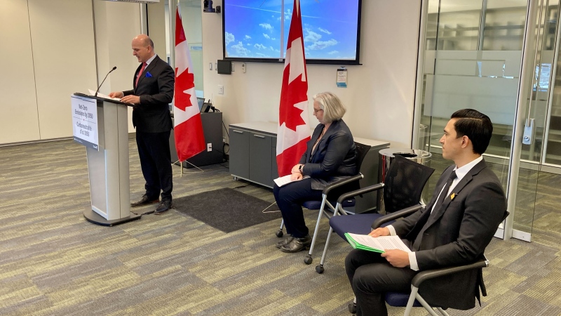 Minister Randy Boissonnault announced a new $50 million partnership with Edmonton-based Capital Power on Friday, Feb. 3. (Dave Mitchell/CTV News Edmonton)