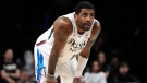 Brooklyn Nets' Kyrie Irving during the first half of an NBA basketball game against the Detroit Pistons Thursday, Jan. 26, 2023 in New York. (AP Photo/Frank Franklin II, File)
