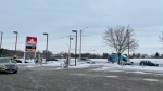 A gas station in Kitchener where a vehicle was allegedly stolen while the owner was vacuuming it. (Hannah Schmidt/CTV Kitchener) (Feb. 4, 2023)