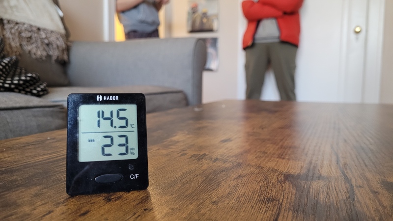 Jorden Arsenault recorded the temperature inside his downtown Windsor apartment unit at –14.5 C in Windsor, Ont. on Feb. 4, 2023. (Sanjay Maru/CTV News Windsor)
