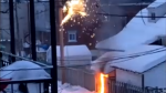 A fire in a Montreal alleyway occurred Feb. 4, 2023 during a power outage in Parc-Extension that lasted over a day.