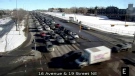 Traffic was backed up Saturday due to an incident on the bridge over the Deerfoot at 32 Avenue N.E.