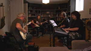 Every Sunday morning, if you step into Bryan Elsey’s basement you will find the band ‘Children of Metal’ rehearsing. (Eric Taschner/CTV News Northern Ontario)