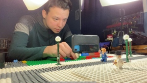 U of R student Jayson Reddekopp has been creating short films using stop-motion animation and Lego blocks for almost 10 years. (Luke Simard/CTV News)