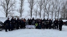 Dozens came out with their sleds for the chance to shred the trails with police Sunday morning. (Ian Campbell/CTV News Norther Ontario)