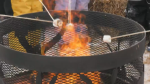 Toasting marshmallows at the fire at Winterfest 2023. (BARRIE CTV NEWS/CHRIS GARRY)