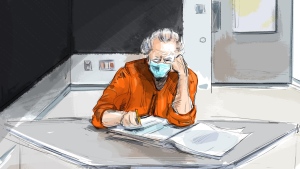 Canadian fashion mogul Peter Nygard is shown in this courtroom sketch in Toronto on Wednesday, Jan. 19, 2022. The Crown says it wants Nygard to make a decision on his pending sex assault charges in Montreal during a hearing in just over two months. THE CANADIAN PRESS/Alexandra Newbould