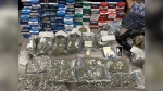 Police seized 38 pounds of cannabis and 170 cartons of illegal tobacco from a home in Athabasca, Alta. (Credit: RCMP)