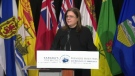 Premier Heather Stefanson at a news conference in Ottawa Monday, Feb. 6, 2023.