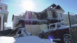 The Enbergs' home on Kittiwake Drive in Stittsville was gutted by fire Feb. 4, 2023. The family escaped in just their pajamas, suffering frostbite in the extremely cold temperatures that morning. (Jackie Perez/CTV News Ottawa)