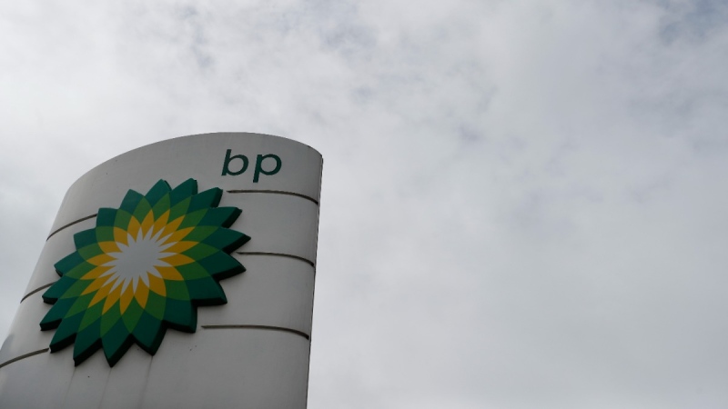 British Petroleum logo in London, on Aug. 4, 2020. (Alastair Grant / AP) 