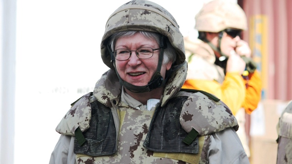 Auditor General Sheila Fraser is seen at Camp Nathan Smith, Canada's military-civilian outreach base in Kandahar City in Afghanistan, on Tuesday, Jan. 19, 2010. (Colin Perkel / THE CANADIAN PRESS)  