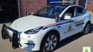 The RCMP's first electric police vehicle, a Tesla Model Y, is pictured. (RCMP)