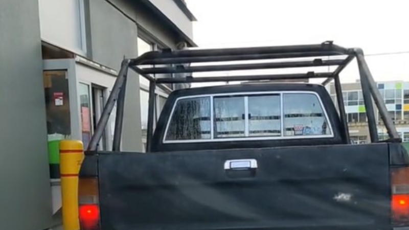 A driver shouts at a Tim Hortons employee in Surrey, B.C., in a video posted to TikTok on Feb. 5, 2023. (Apoxon Industries) 