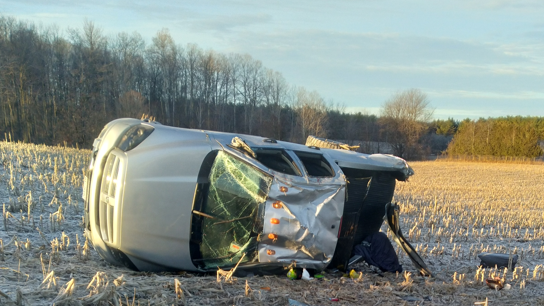 A 19-year-old driver has been charged following a single-vehicle rollover crash in Central Huron, Ont. (Courtesy: Huron County OPP)