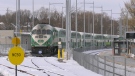 A GO Train is pictured in Barrie, Ont. (CTV News/Steve Mansbridge)