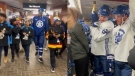 Toronto Maple Leafs'  players can be seen taking the subway on their way to outdoor practice on Feb. 12, 2023 (Toronto Maple Leafs)