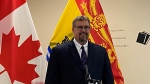 New Brunswick Education and Early Childhood Development Minister Bill Hogan speaks in Fredericton on Feb. 17, 2023. (Alyson Samson/CTV Atlantic)