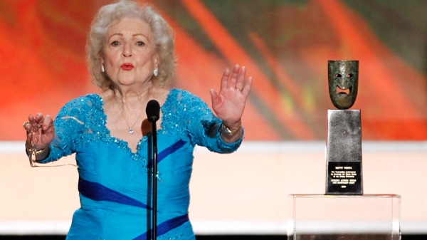 Betty White accepts the Life Achievement Award at the 16th Annual Screen Actors Guild Awards in Los Angeles, on Saturday, Jan. 23, 2010. (AP / Mark J. Terrill)