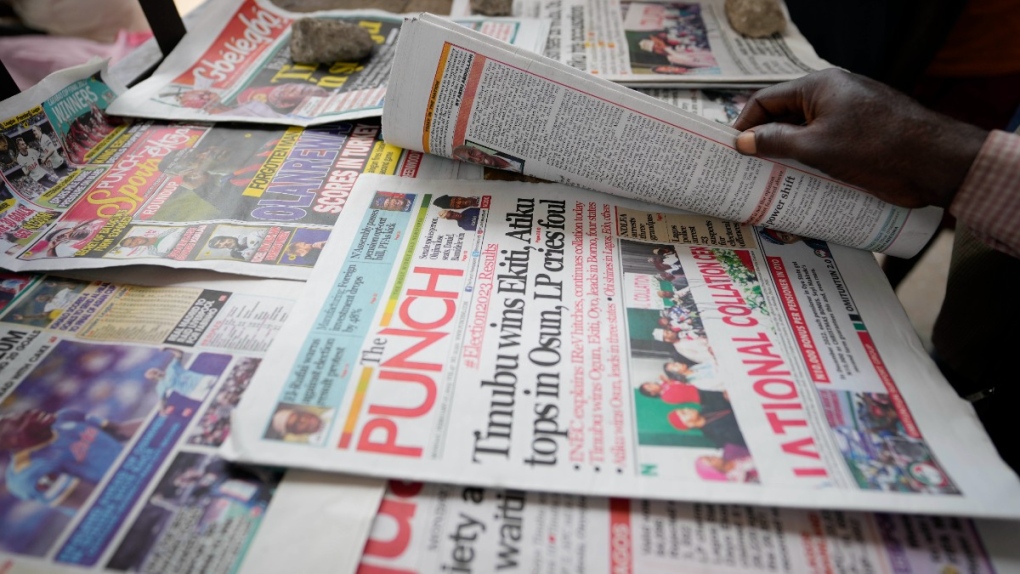 Newspapers in Lagos, Nigeria, on Feb. 27, 2023