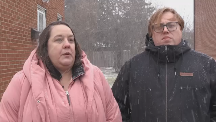 Megan Ruttan and Cameron Walker are worried a council decision on a proposed funeral home expansion could leave them without a home. (Jeff Pickel/CTV News)