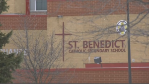 The exterior of St. Benedict Catholic Secondary School. (Ricardo Veneza/CTV News)