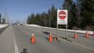 A road closed sign is seen on Brock Road south of Guelph, Ont. on March 1, 2023. (CTV Kitchener)