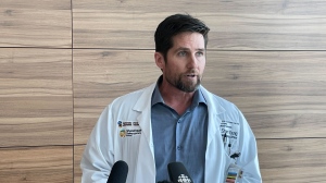 Dr.Shawn Young with the Health Sciences Centre in Winnipeg speaks about a recent death in the hospital's emergency department on March 2, 2023. (Image source: Jamie Dowsett/CTV News Winnipeg)